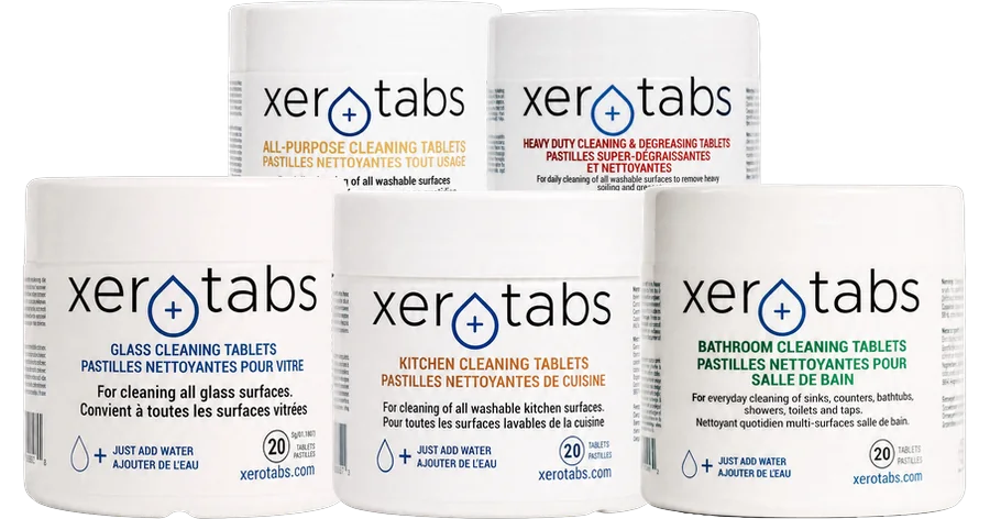 The five Zeraa cleaning tablet canisters